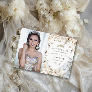 Blommigtar i Winter-området Vare Guld Quinceañera Spara Datumet