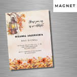 Blommigtar med födelsedag orangens vintage lyxvara magnetisk inbjudningskort<br><div class="desc">Ro guld,   rosa övertoningsbakgrund. Dekorerad med latern och blommor av vintage och orange. Anpassa och lägg till information om namn och party.</div>