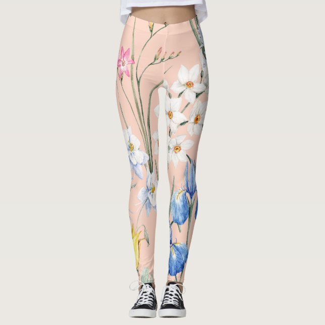 blommigtar med vår, tapet. leggings (Framsida)