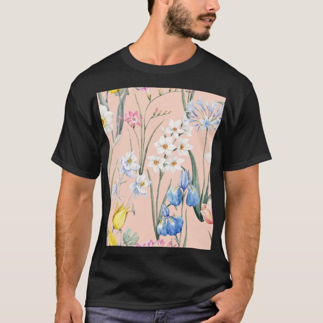 blommigtar med vår, tapet. t shirt (Framsida)