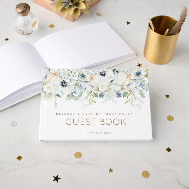 Blommigtar oavsett Namn-Födelsedagsfest Gästböcker (Framsida öppen)