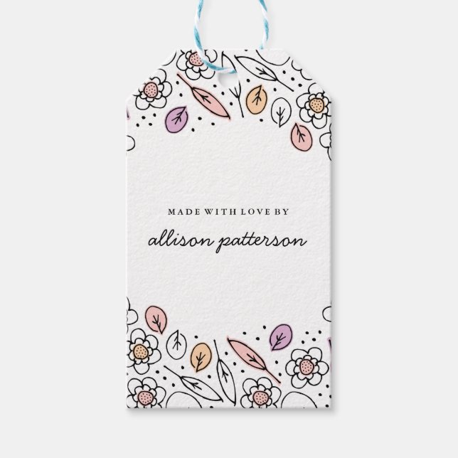 Blommigtar och Löv Gift-Märkre för matförpackninga Presentetikett (Framsidan)