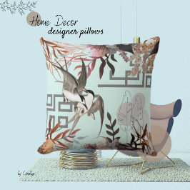  blommigtar, tranberry Tan & Birds Kudde