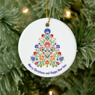 Blommigtar: Yuletide Tapestry of Folklore Julgransprydnad Keramik