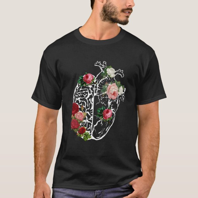 Blommigtarna Anat för kvinnligt anatomiskt hjärta_ T Shirt (Framsida)