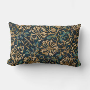 Blommigtarna art nouveau Ornate Teal Guld Lumbarkudde
