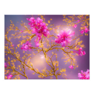Blommigtarna Fuchsia och Guld Fototryck