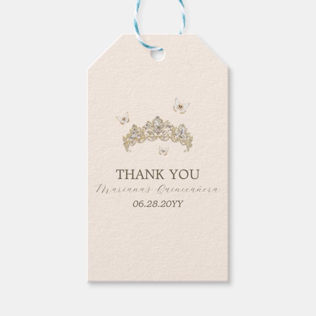 Blommigtarna Quinceañera i Vinterregionen Guld Presentetikett (Framsidan)