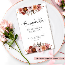 Blommigtarna Quinceanera-programmet för Burgundy-