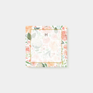 Blommigtarna vår och Persikofärgade Monogram Post-it Block