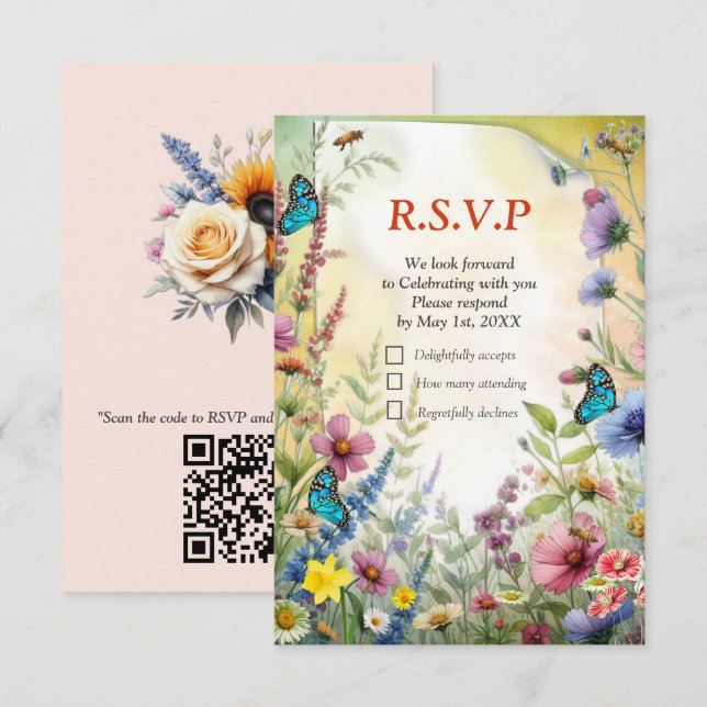 Blommigtarna vår och sommarblooming OSA kort (Fram/baksida)