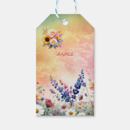 Blommigtarna vår och sommarblooming presentetikett