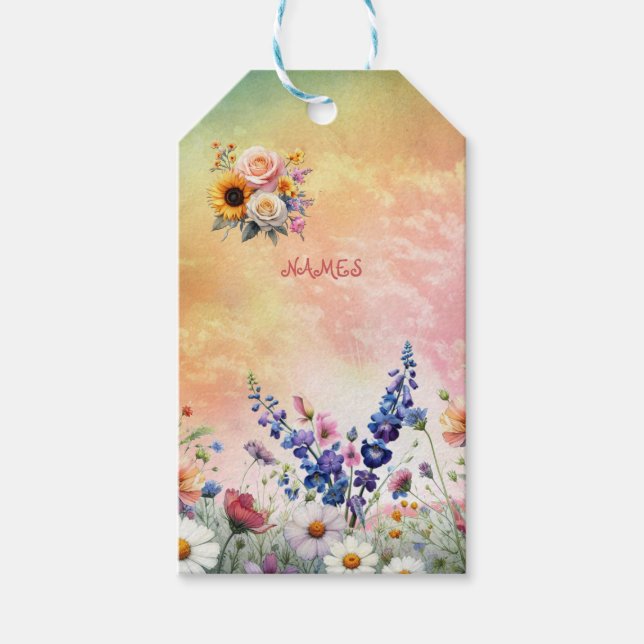 Blommigtarna vår och sommarblooming presentetikett (Framsidan)