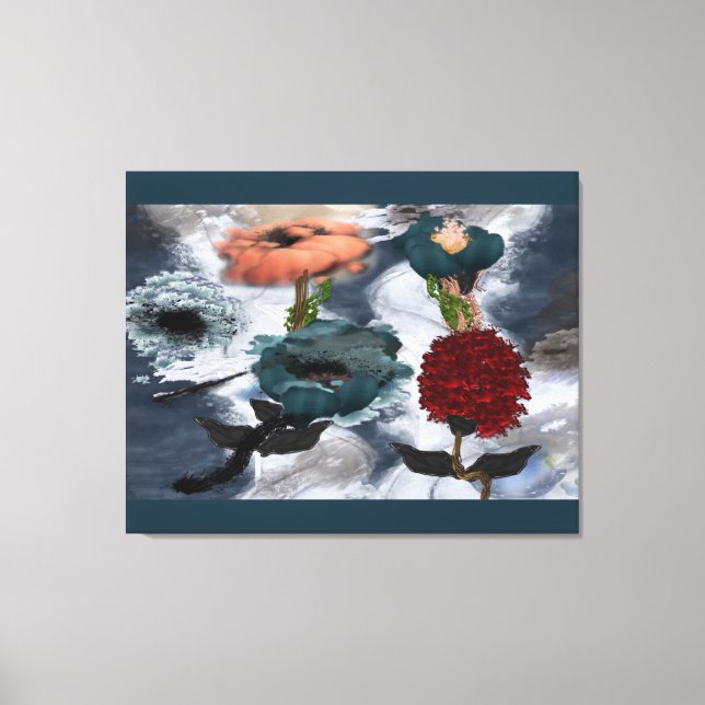 Blommigten abstrakt Art vattenfärg Canvastryck (Framsida)