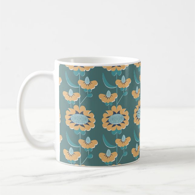 blommigten abstrakt i stil, sömlös mönster. flöde kaffemugg (Vänster)