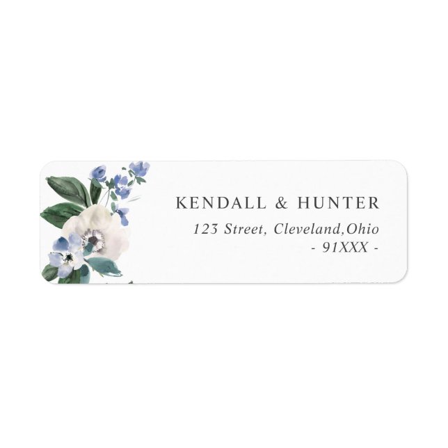 blommigten adress, färgad och grönt returadress etikett (Framsidan)