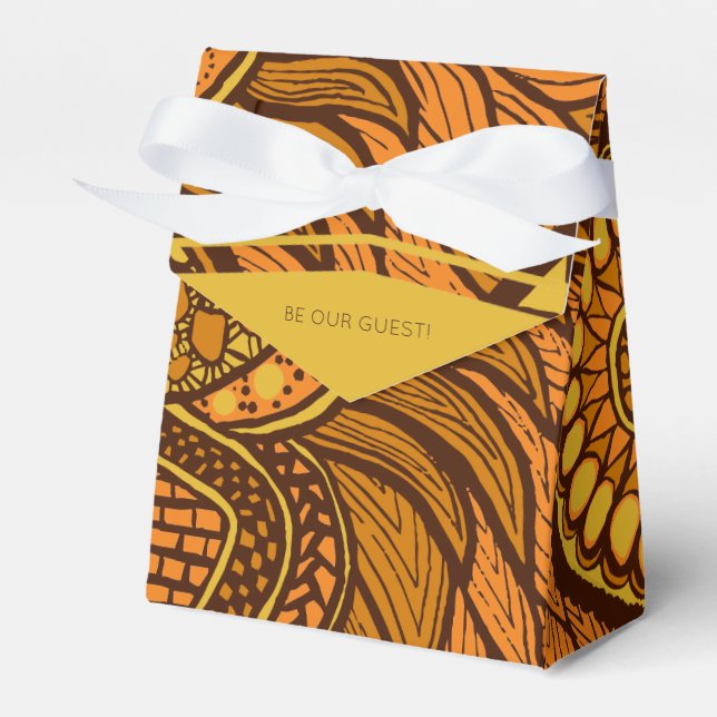 Blommigten African Ankara Orange Brown Guld Presentaskar (Framsidan Sidan)