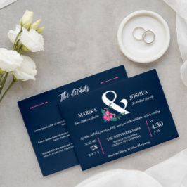 Blommigten Ampersand 2 för marin blå Rosa i 1 Bröl Inbjudningar