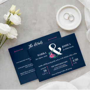 Blommigten Ampersand 2 för marin blå Rosa i 1 Bröl Inbjudningar