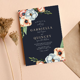 Blommigten Anemone Greenery Wandan Bröllop Inbjudningar