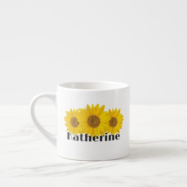 Blommigten Anpassat namn för gult solblommor Espressomugg (Vänster)