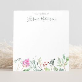 Blommigten Anpassat namn för Watercolor Wildblommo Anteckningsblock