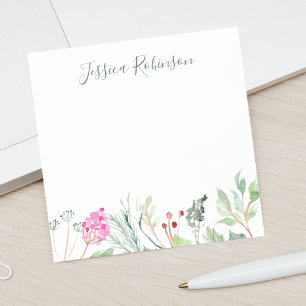 Blommigten Anpassat namn för Watercolor Wildblommo Post-it Block