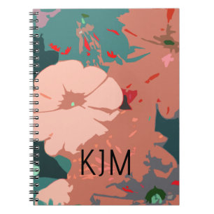 Blommigten Anpassat namn för Wildblommor Monogram Anteckningsbok