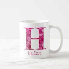 Blommigten Anpassat namn Rosa Alphabet Brev "H" Mu Kaffemugg