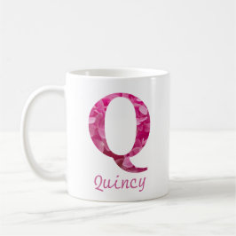 Blommigten Anpassat namn Rosa Alphabet Brev "Q" Mu Kaffemugg