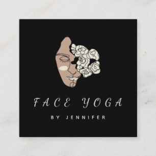 Blommigten ansikte Yoga Instructor Drawn Boho Ele Fyrkantigt Visitkort