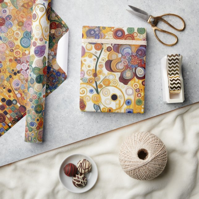 Blommigten Antique Art nouveau Stil Fine Art  Presentpapper (Hantverk)