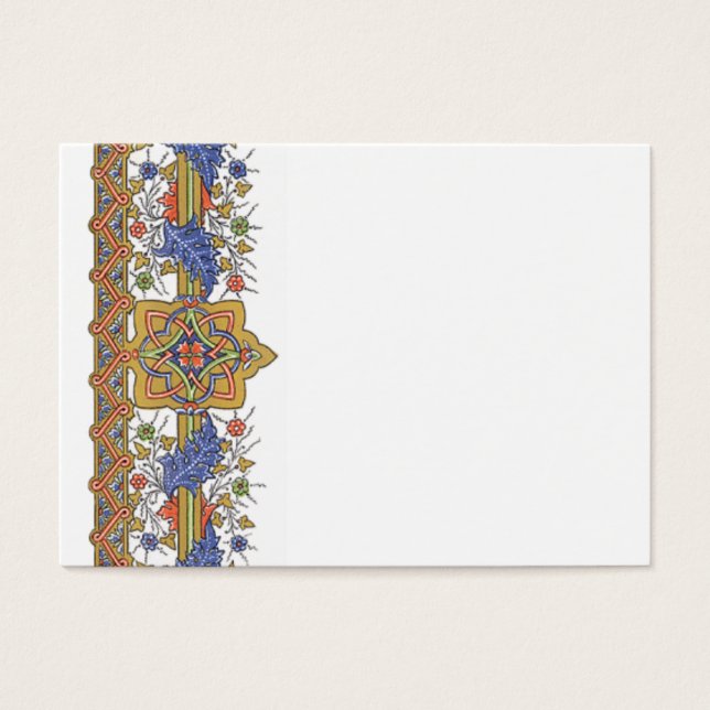 Blommigten Antique Guld med mallen Blue Löv Gräns Visitkort (Framsidan)