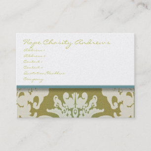 Blommigten Aqua Bassäng Blue och Guld Damask - Visitkort