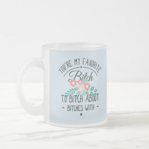 Blommigten är löv-Du min favorit - roligt kaffe Frostad Glasmugg