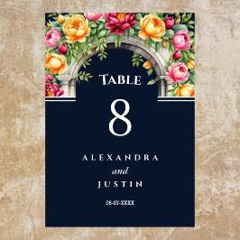 Blommigten Arch Bröllop vid marinfisket Bordsnummer