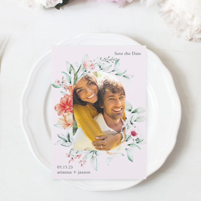 Blommigten Arch Photo Bröllop Spara Datumet (Skapare uppladdad)