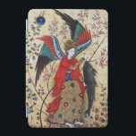 BLOMMIGTEN ARCHANGEL RAPHAEL OCH FISK BLUE PARCHME iPad MINI SKYDD<br><div class="desc">Elegant,  klassisk,  skarp design på parchment med antika motiv för blommigt och en glansig 3D-röd ruby-gemstone från Oriental angel miniature 1540 från Hosein Naggash. med gamla åldras bruna parchment-effekter .</div>