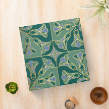 Blommigten Art Deco Tile. Grönt, blått och Guld