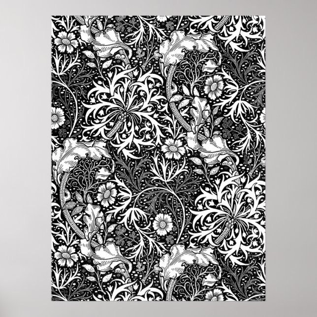 Blommigten art nouveau Sjögräs, Svarta havet och V Poster (Framsidan)