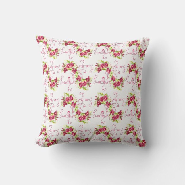 Blommigten Art Pillow för färgen Red Dianthus Flow Kudde (Framsida)