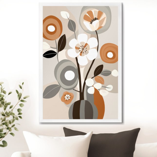 Blommigten Återställning av vintage Poster (Transform your space with the timeless beauty of mid century modern floral art print. )