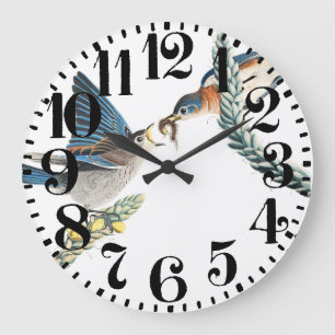 Blommigten Audubon Bluebird  Big Number Wall Clock Stor Klocka