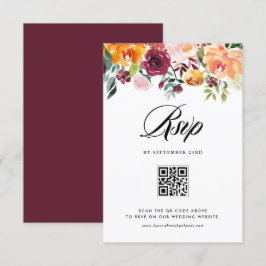 Blommigten Autumn Blooms Garland Fall Wedding QR-k OSA Kort