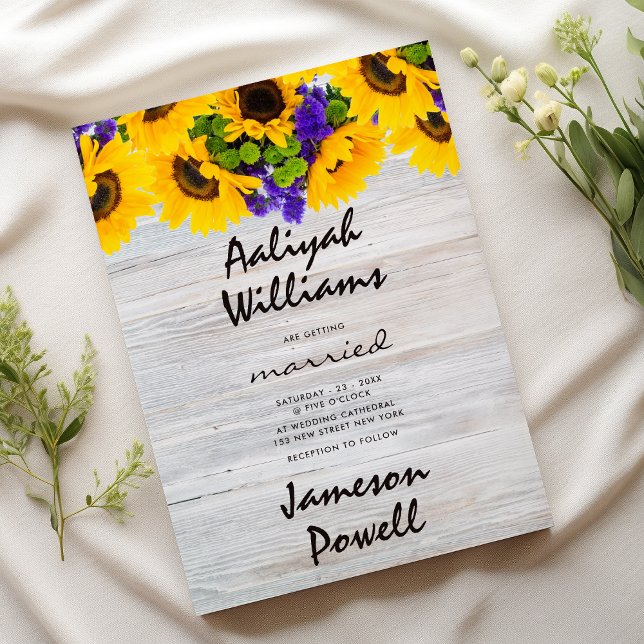 blommigten av vit trä från land, bakgård bröllop inbjudningar (Country rustic white wood floral backyard wedding )