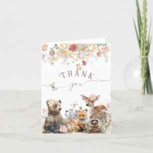 Blommigten Baby Shower (Babykläder) för trädsdjur Tack Kort