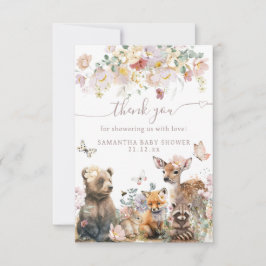 Blommigten Baby Shower (Babykläder) för trädsdjur Tack Kort