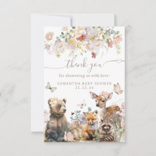 Blommigten Baby Shower (Babykläder) för trädsdjur Tack Kort