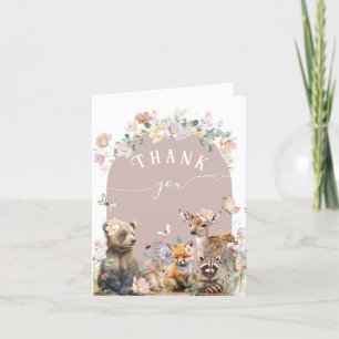 Blommigten Baby Shower (Babykläder) för trädsdjur Tack Kort