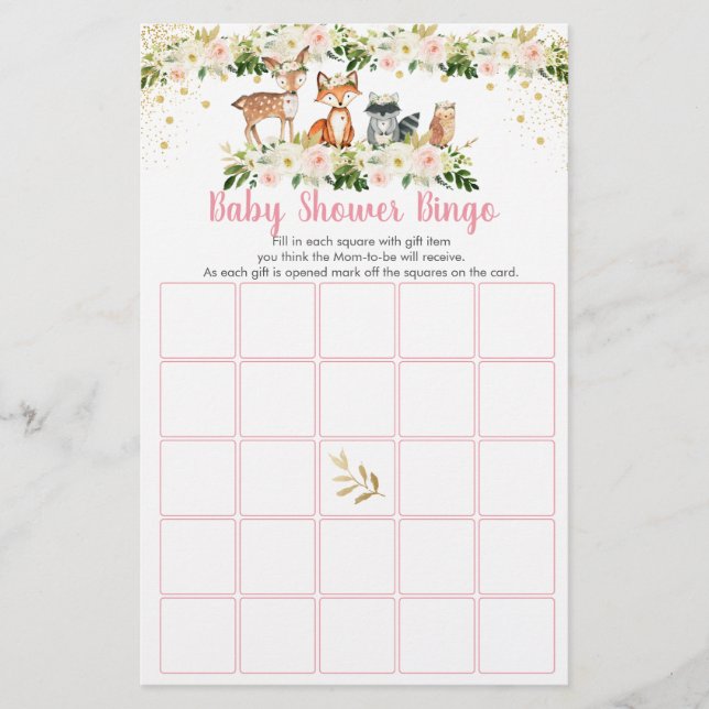  Blommigten Baby Shower Bingo Game (Framsida)